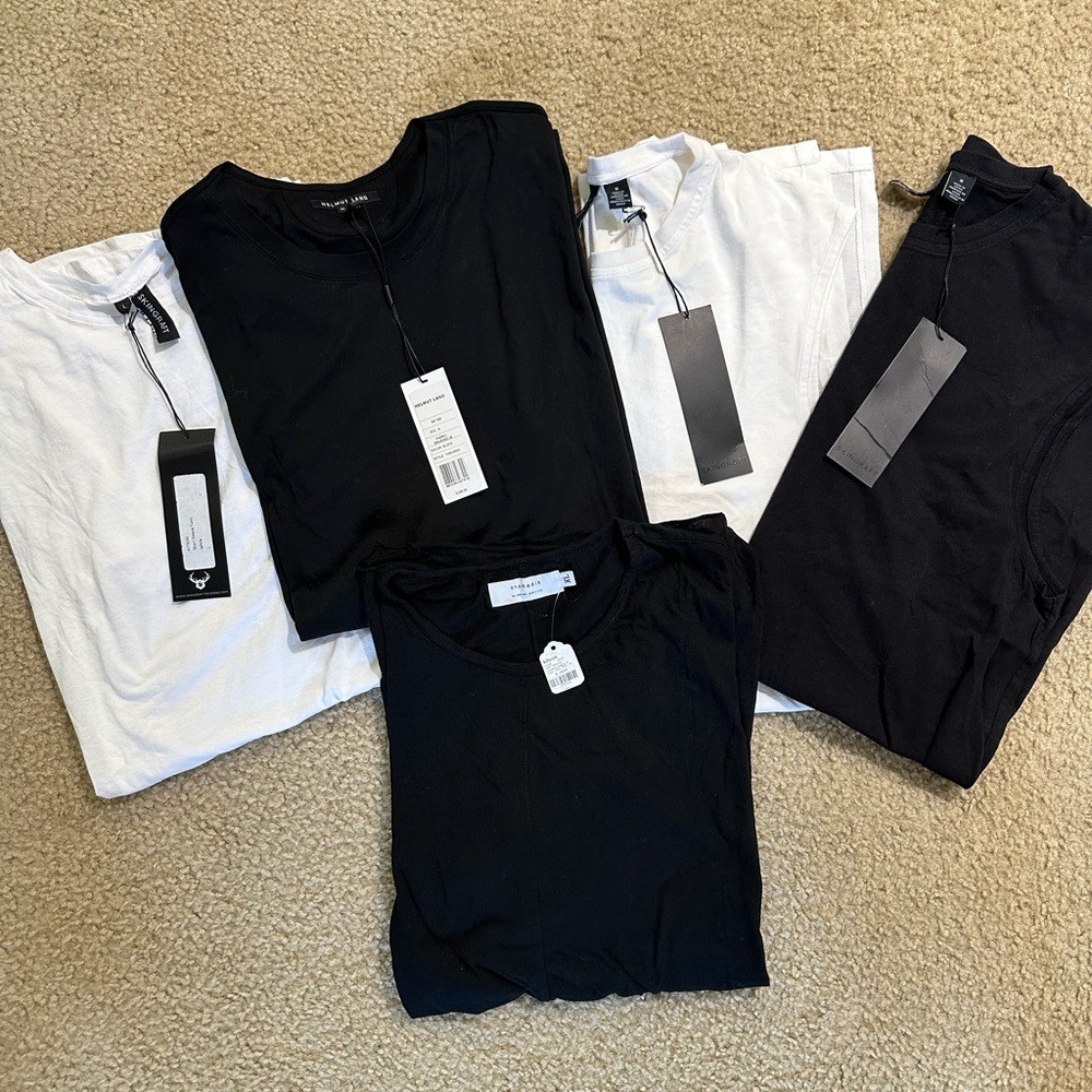 Lot of NWT Designer Tees and Tanks. Helmut Lang, Skingraft, Knomadik.